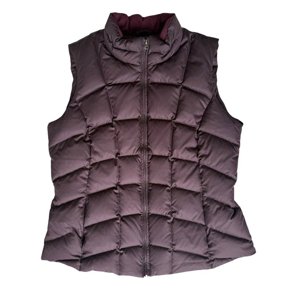 Eddie Bauer Womens Down Puffer Vest Large Purple EB650 Quilted Hiking Gorpcore